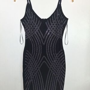 Splash Black Mini Dress with Silver Accents